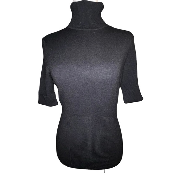 Sweaters - WHBM. Sz: Small. Black turtle. 3/4 Sleeves. Silver button Accent.